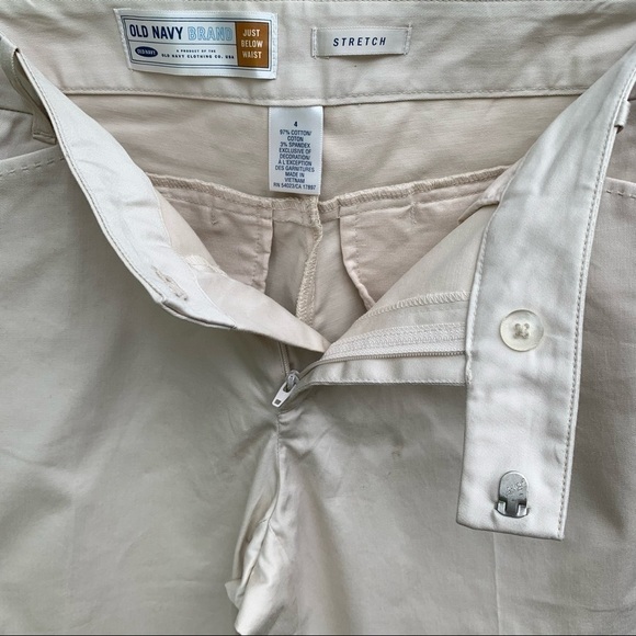 OLD NAVY cream stretch cotton capris cropped pants stitch detail spring summer - Picture 7 of 9